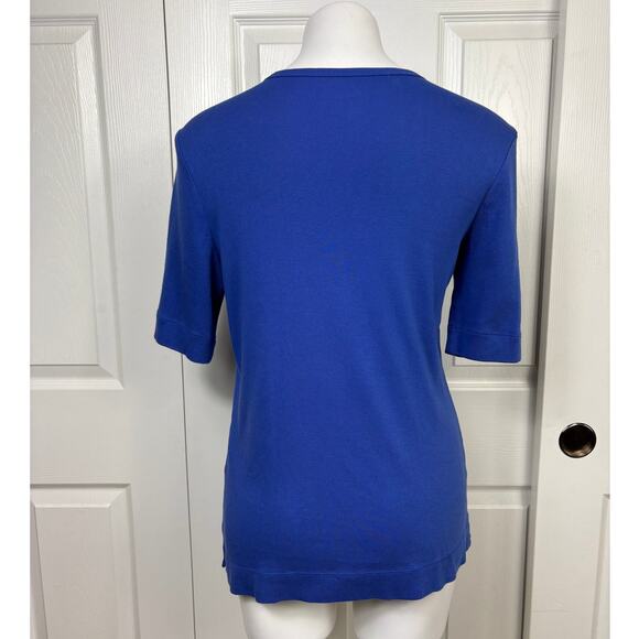Chico's Women's Tee Blue Short Sleeeve Blouse Size 1 (M) - Picture 3 of 8